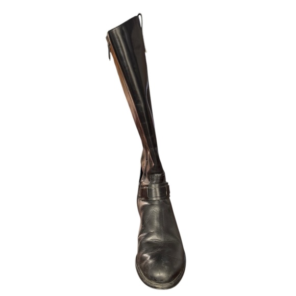TORY BURCH Black Leather Knee-High Riding Boots Side Zip Derby Equestrian Size 9 - Picture 2 of 12